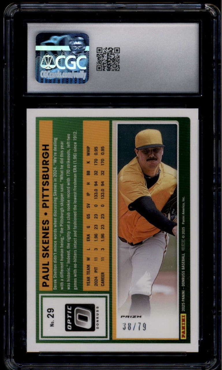 2025 Donruss Optic Pink Velocity Refractor 29 Paul Skenes 38/79 CGC 10 GEM MINT