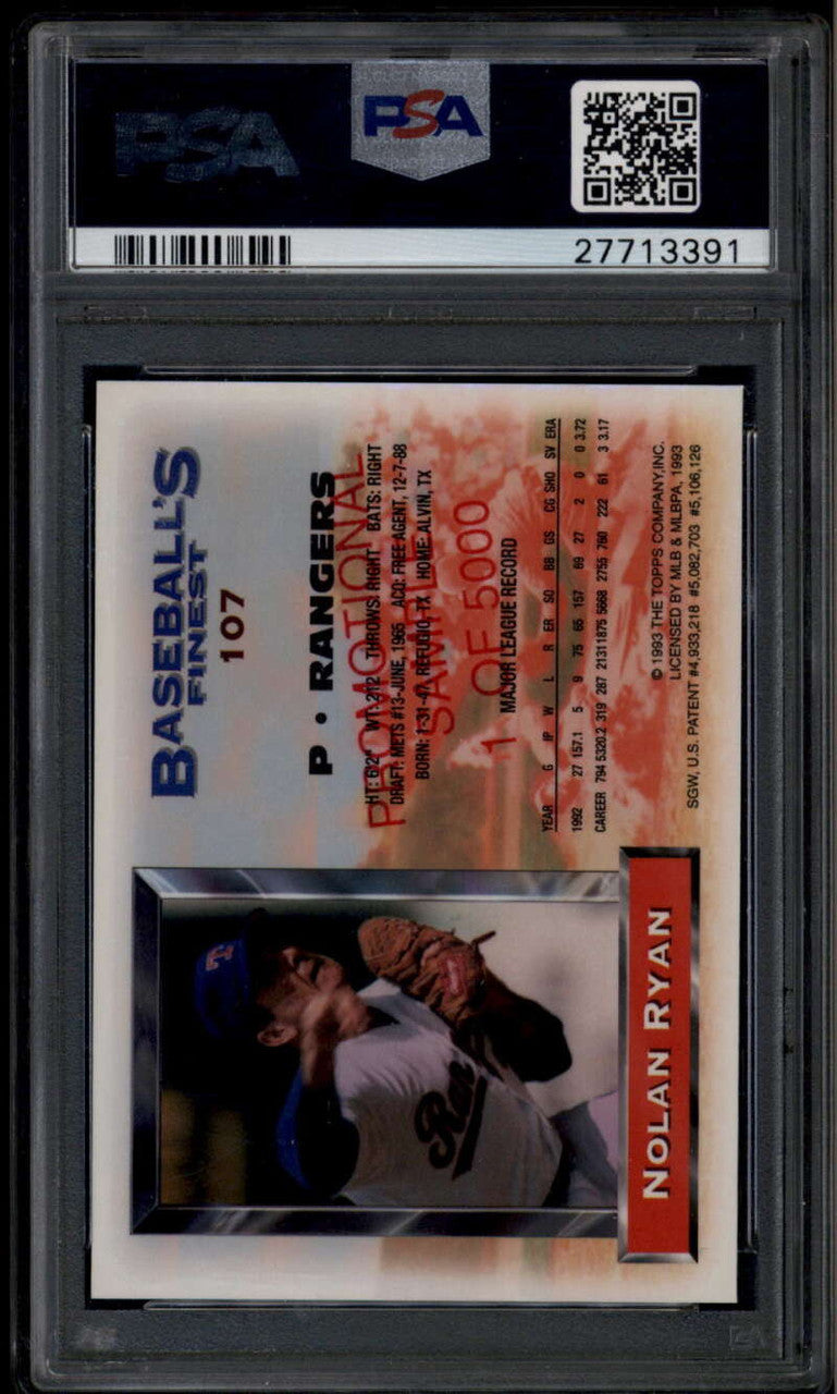 1993 Finest Promos 107 Nolan Ryan /5000 PSA 8 NM-MT
