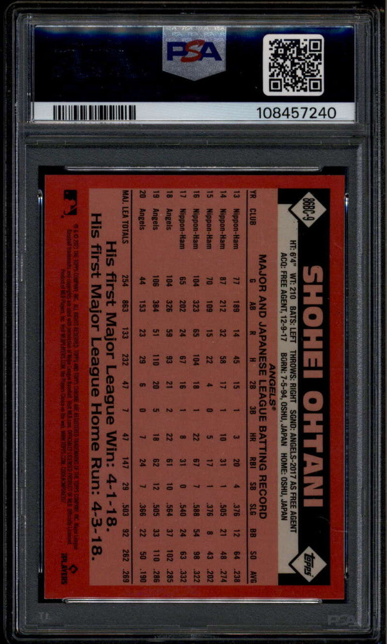 SOLD 185302 2021 Topps Chrome '86 Topps 86bc9 Shohei Ohtani 1986 Topps Baseball PSA 9 MINT