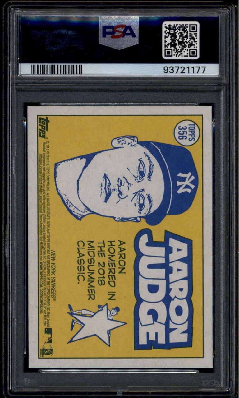 2019 Topps Heritage 356 Aaron Judge AS All Star PSA 10 GEM MT