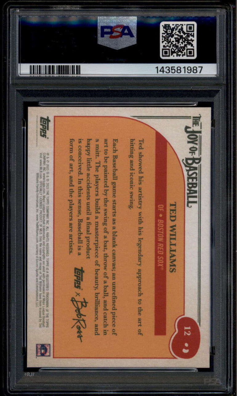 SOLD 185317 2023 Topps X Bob Ross The Joy of Baseball 12 Ted Williams PSA 10 GEM MT
