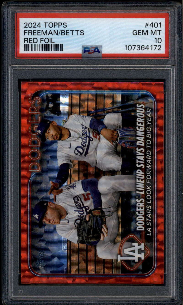 2024 Topps Red Foil 401 Dodgers Lineup Stays Dangerous Freeman Betts /199 PSA 10