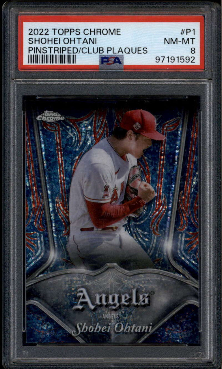 SOLD 185324 2022 Topps Chrome Club Plaques p1 Shohei Ohtani PSA 8 NM-MT