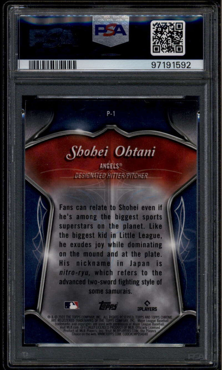 SOLD 185324 2022 Topps Chrome Club Plaques p1 Shohei Ohtani PSA 8 NM-MT