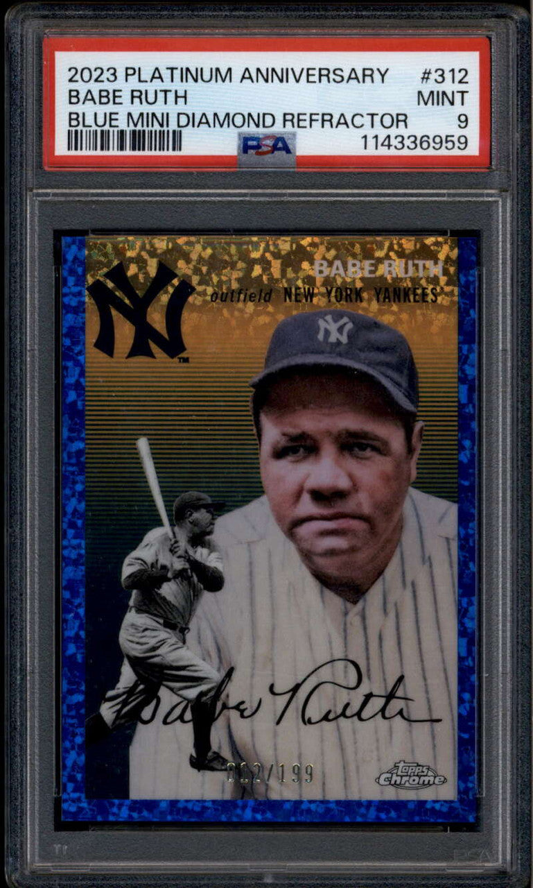 2023 Topps Chrome Platinum Blue Mini-Diamond Refractor 312 Babe Ruth /199 PSA 9
