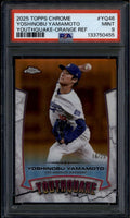 2025 Topps Chrome Youthquake Orange Refractor yq46 Yoshinobu Yamamoto /25 PSA 9