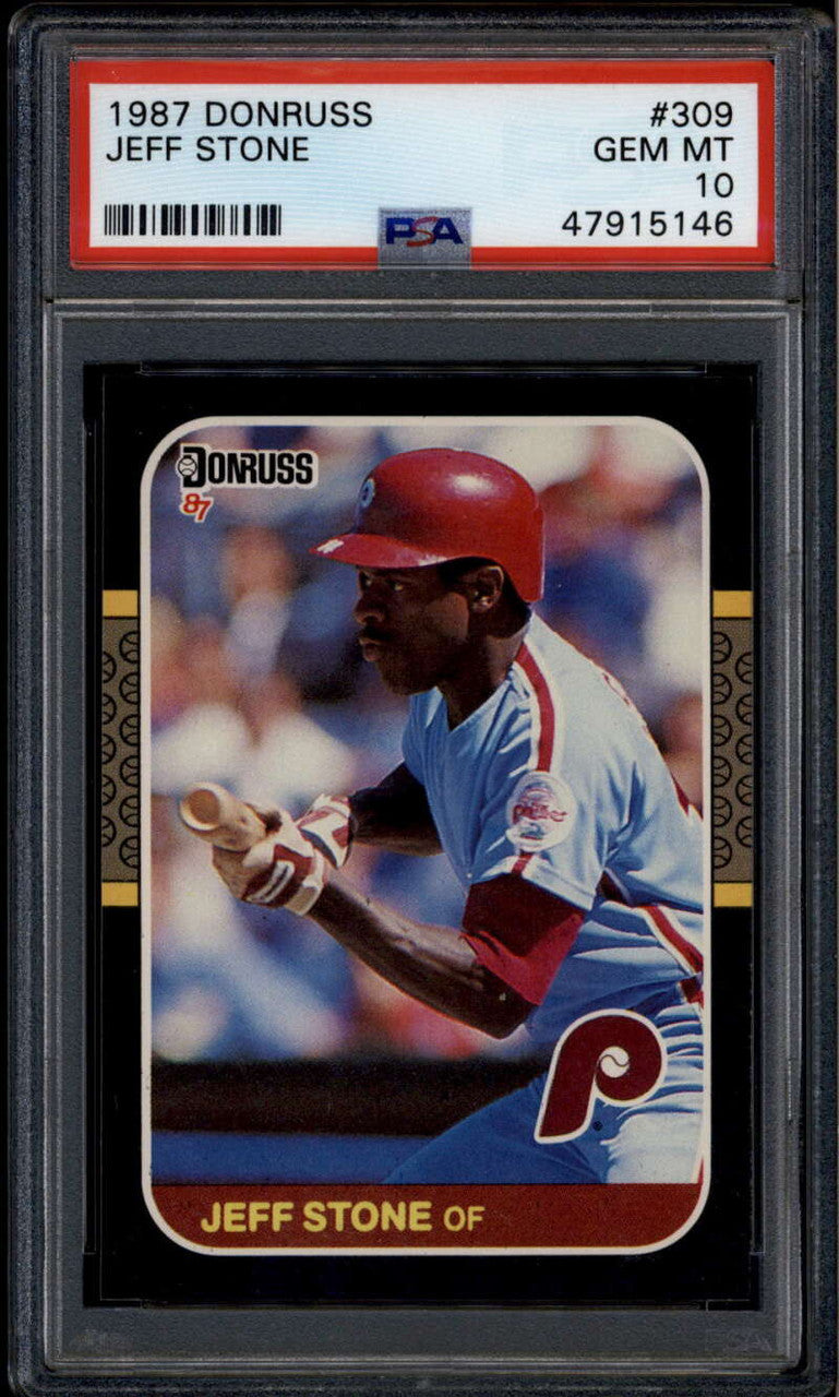 1987 Donruss 309 Jeff Stone PSA 10 GEM MT POP 1