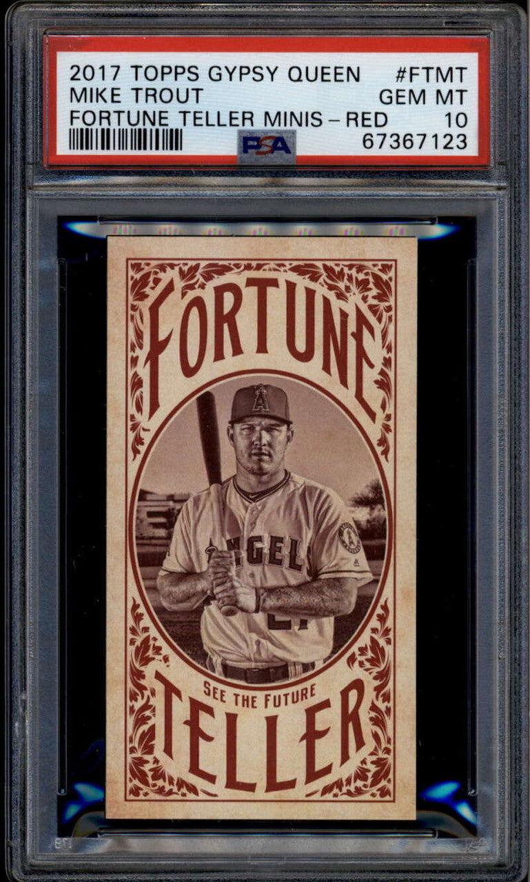 SOLD 185338 2017 Topps Gypsy Queen Fortune Teller Mini Red FTMT Mike Trout PSA 10 GEM MT