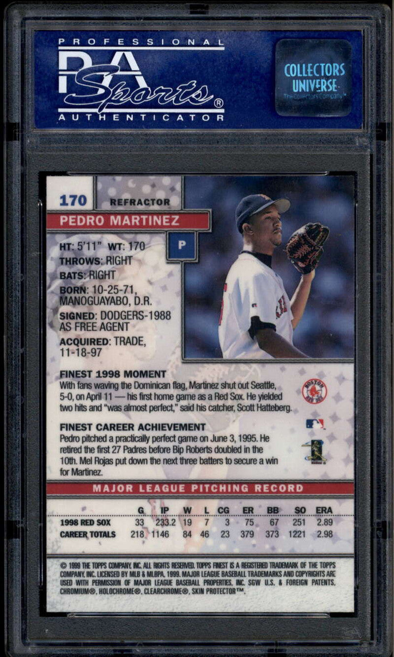 SOLD 185343 1999 Finest Refractor 170 Pedro Martinez w/ Coating PSA 9 MINT