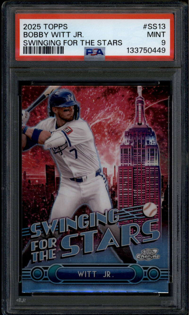 2025 Topps Fanatics Fest Cosmic Chrome Swinging for the Stars Bobby Witt PSA 9