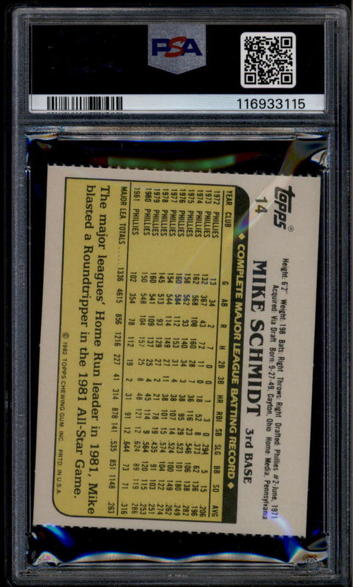 1982 Squirt 14 Mike Schmidt PSA 10 GEM MT