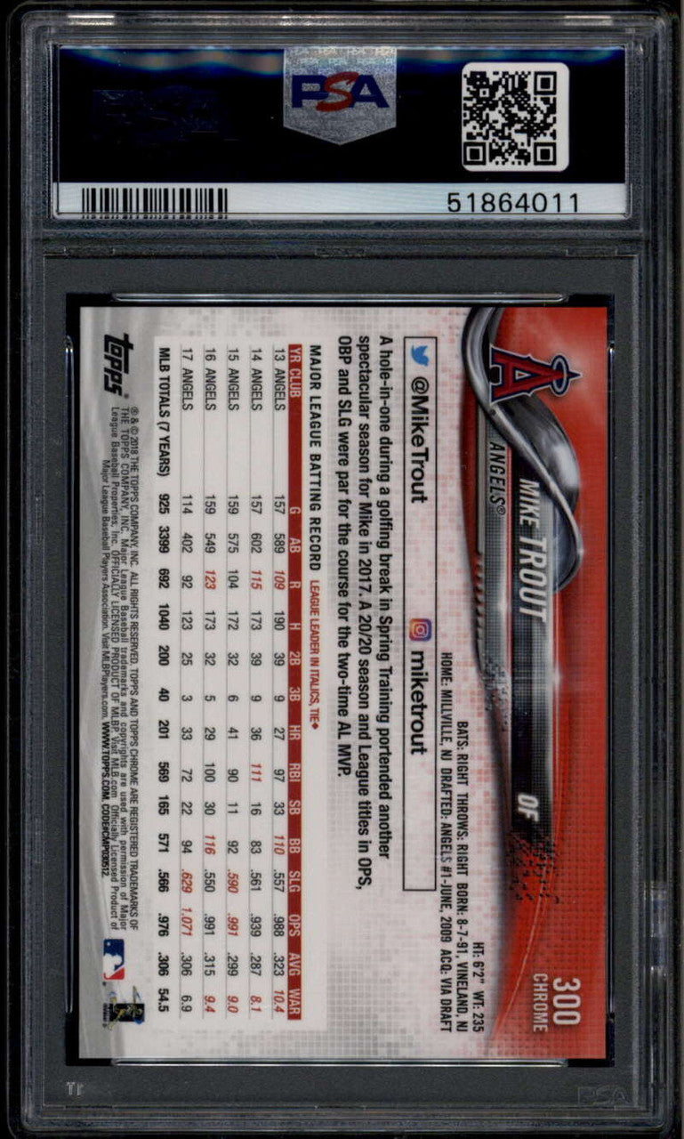 SOLD 185355 2018 Topps Chrome Sapphire Edition 300 Mike Trout PSA 10 GEM MT