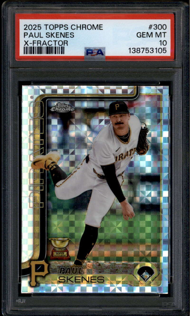 SOLD 185357 2025 Topps Chrome X-Fractor 300 Paul Skenes PSA 10 GEM MT