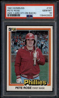SOLD 185361 1981 Donruss 131b Pete Rose p2 Pete Rose See Card 371 on Back PSA 10 GEM MT
