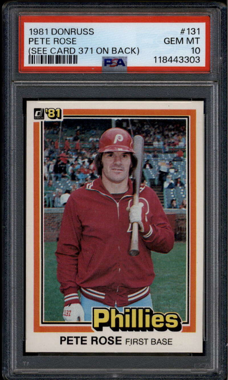 SOLD 185361 1981 Donruss 131b Pete Rose p2 Pete Rose See Card 371 on Back PSA 10 GEM MT