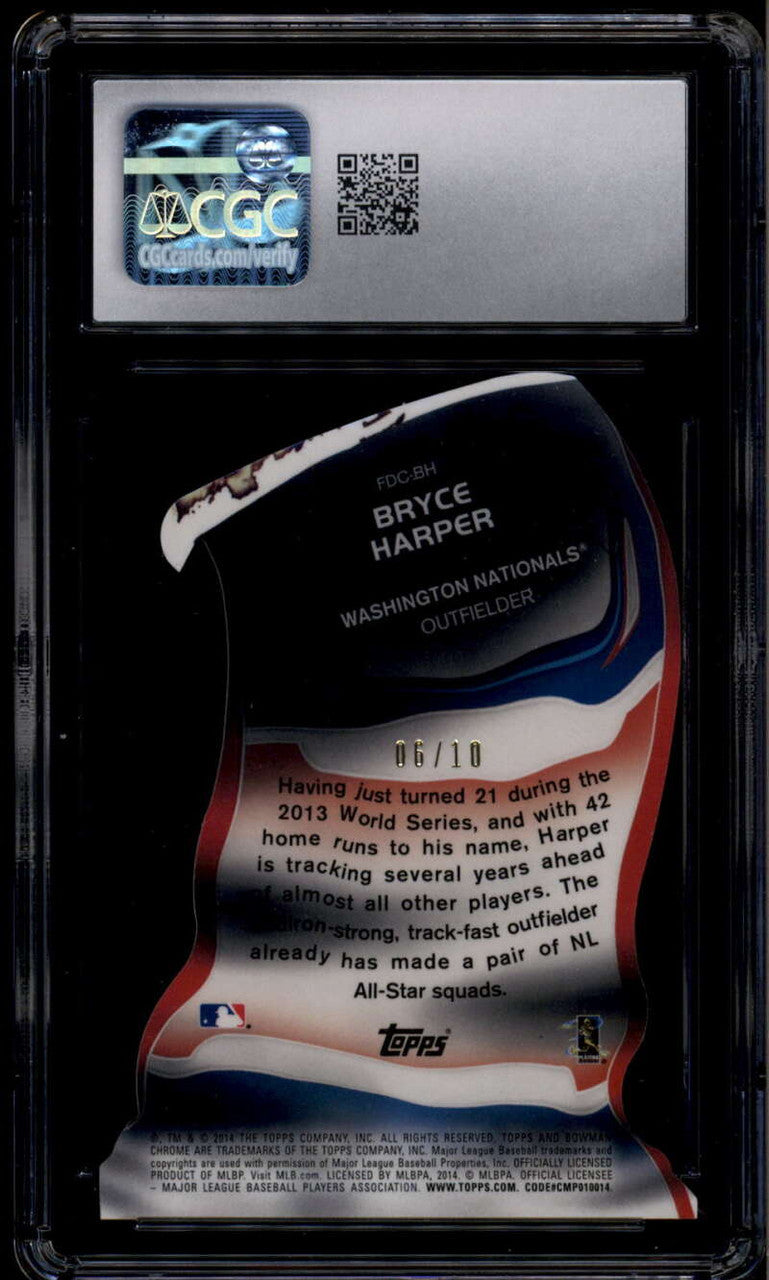 2014 Bowman Chrome Fire Die-Cut Carbon Fiber Refractor Bryce Harper 6/10 CGC 9