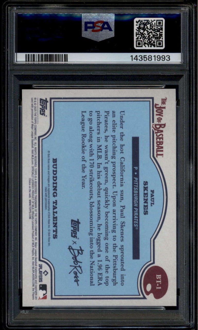 SOLD 185368 2025 Topps X Bob Ross The Joy of Baseball Budding Talents bt1 Paul Skenes PSA 10
