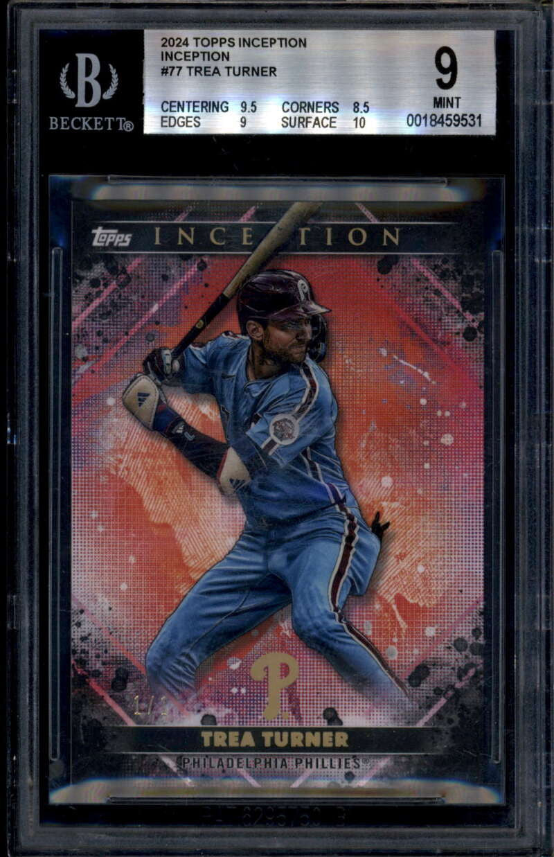 2024 Topps Inception Inception Black 77 Trea Turner 1/1 BGS 9 MINT