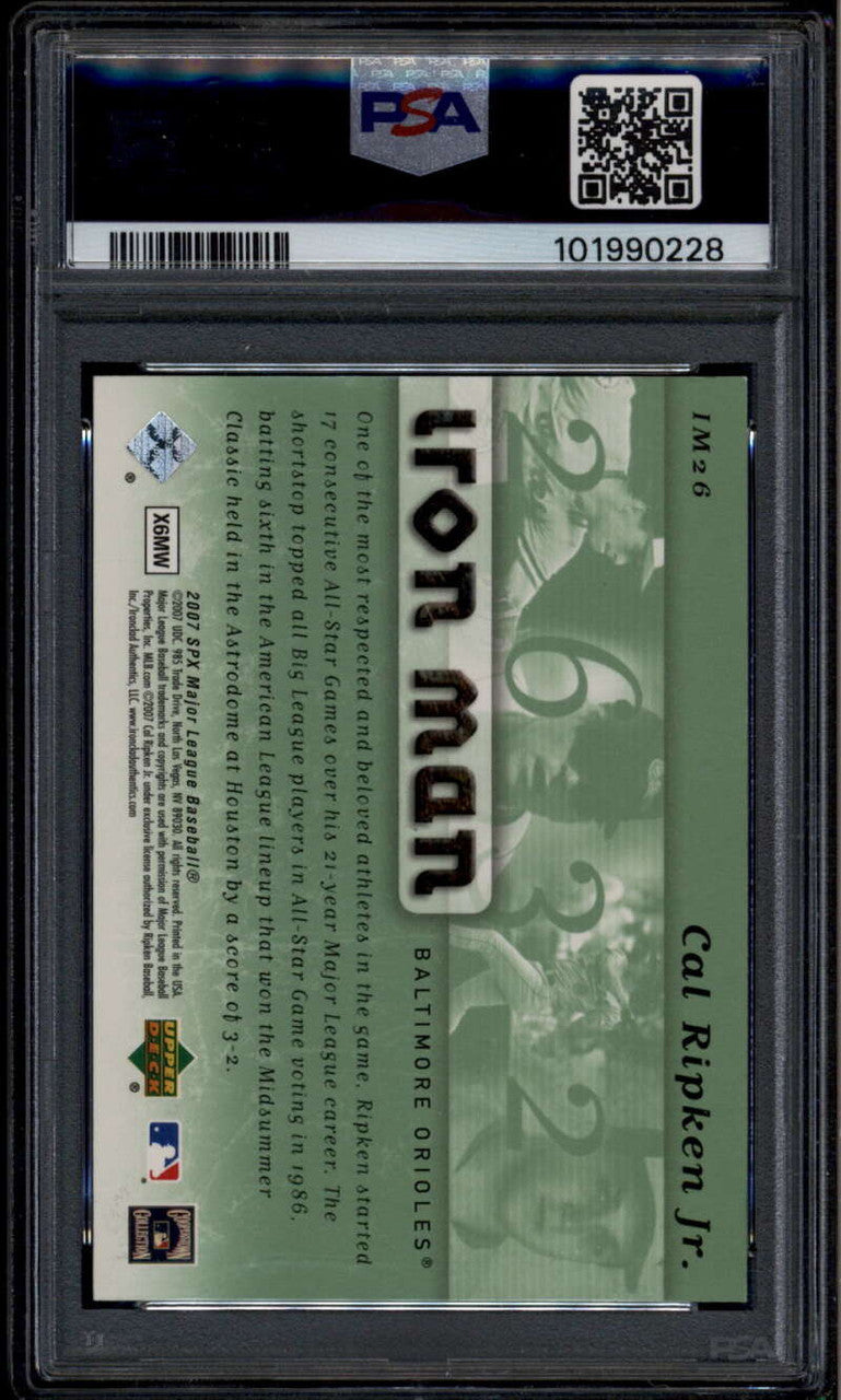 2007 SPx Iron Man Platinum im26 Cal Ripken Jr. Box Score 1/1 PSA 9 MINT