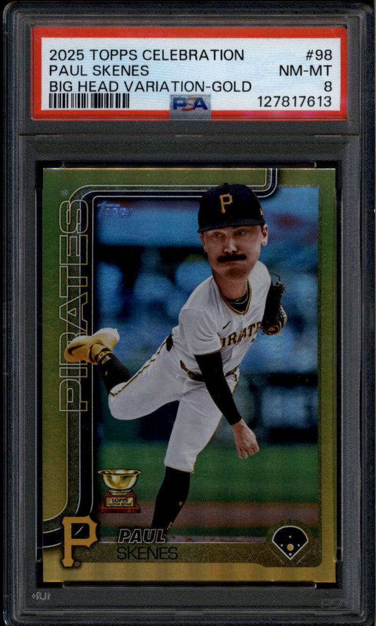 2025 Topps Celebration Big Head Variations Gold 98 Paul Skenes 49/50 PSA 8 NM-MT