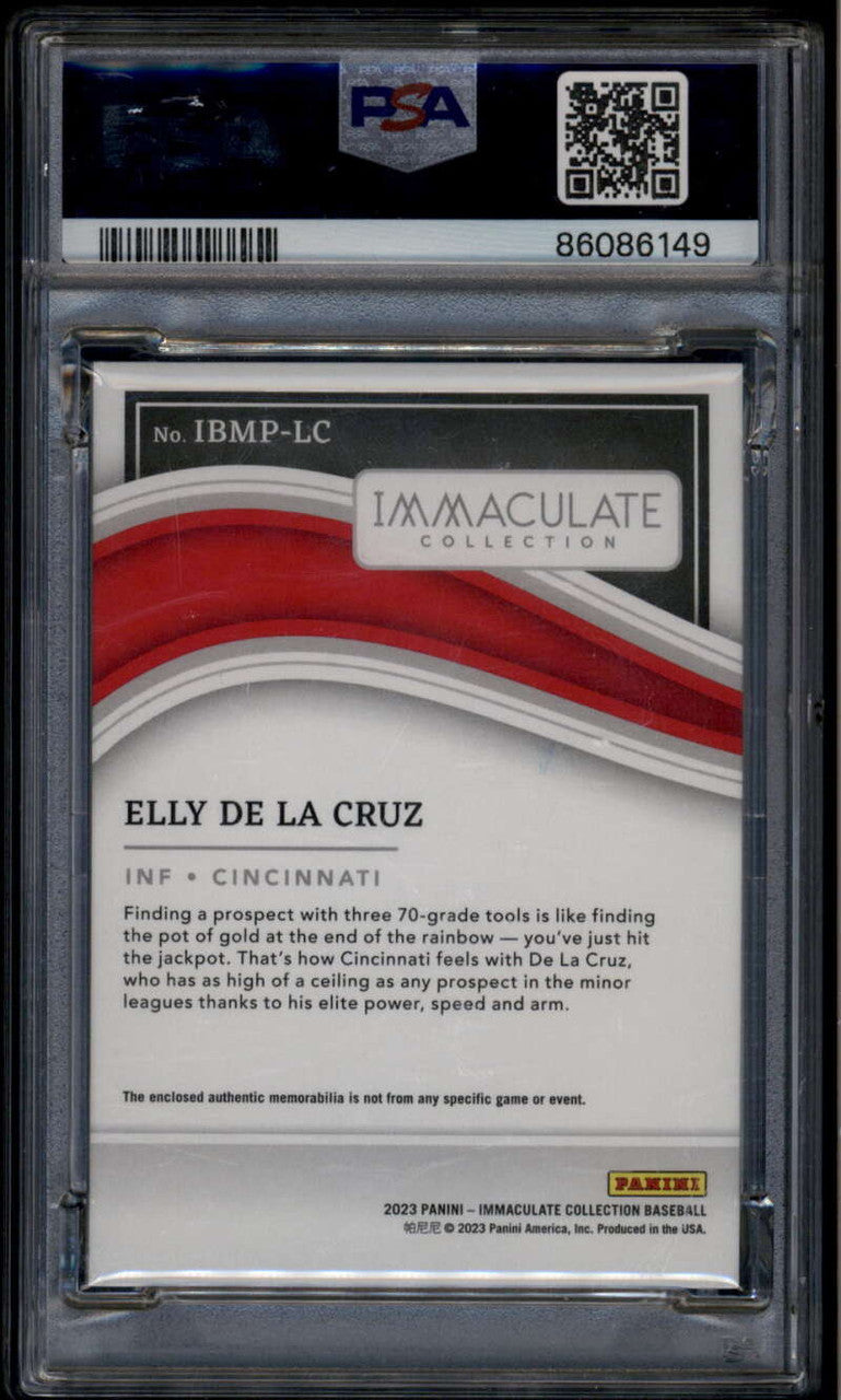 2023 Immaculate Collection Black Materials Elly De La Cruz RC Patch 1/25 PSA 8