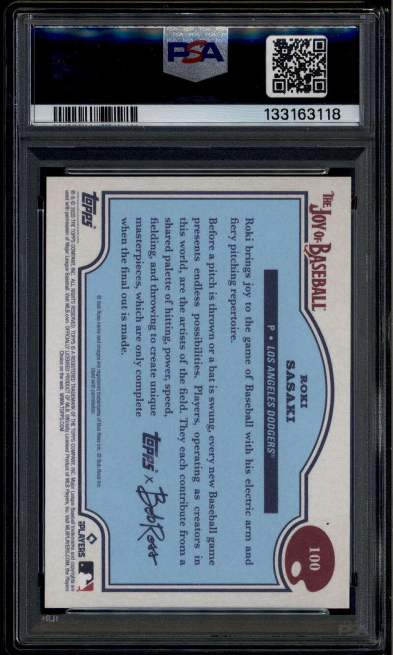 2025 Topps X Bob Ross The Joy of Baseball 100 Roki Sasaki Rookie RC PSA 9 MINT