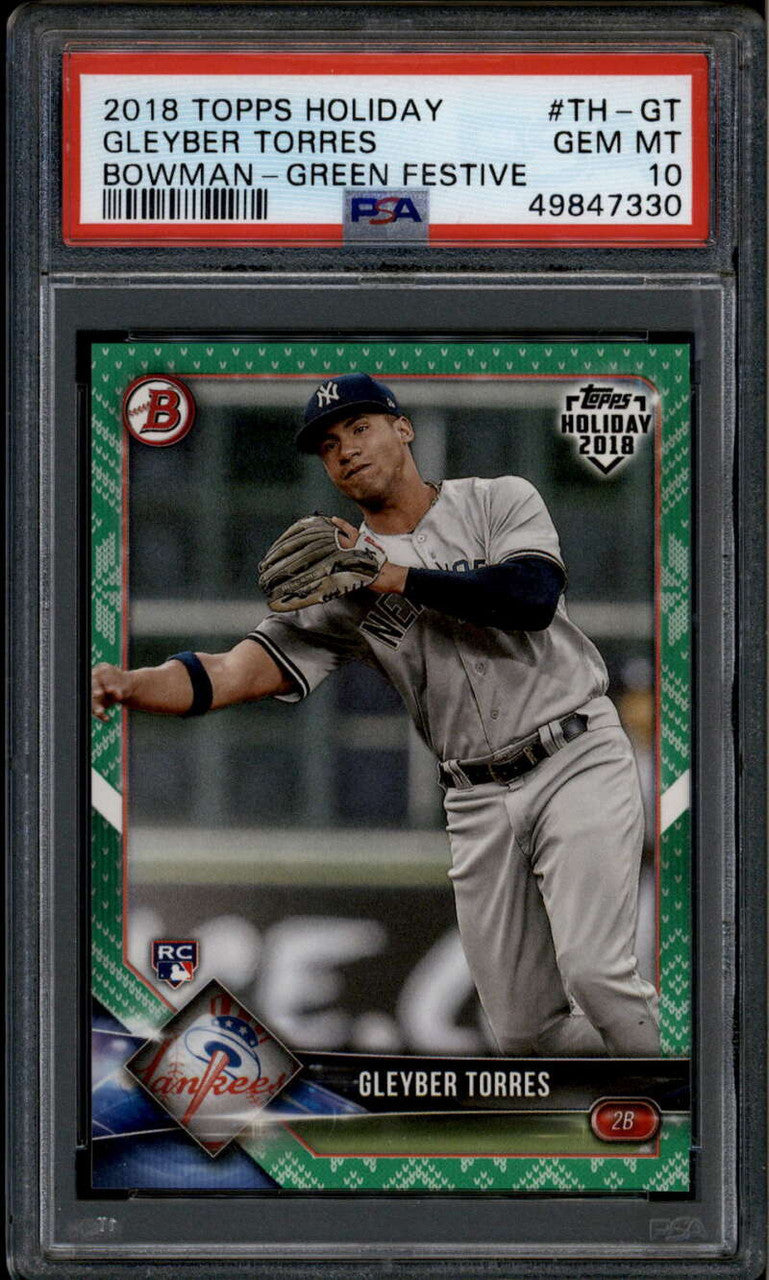 2018 Topps Bowman Holiday Green Festive Gleyber Torres Rookie RC 61/99 PSA 10