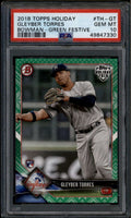 2018 Topps Bowman Holiday Green Festive Gleyber Torres Rookie RC 61/99 PSA 10