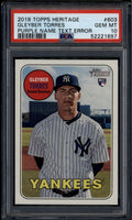 2018 Topps Heritage Error Variations Gleyber Torres Purple Name Blue RC PSA 10