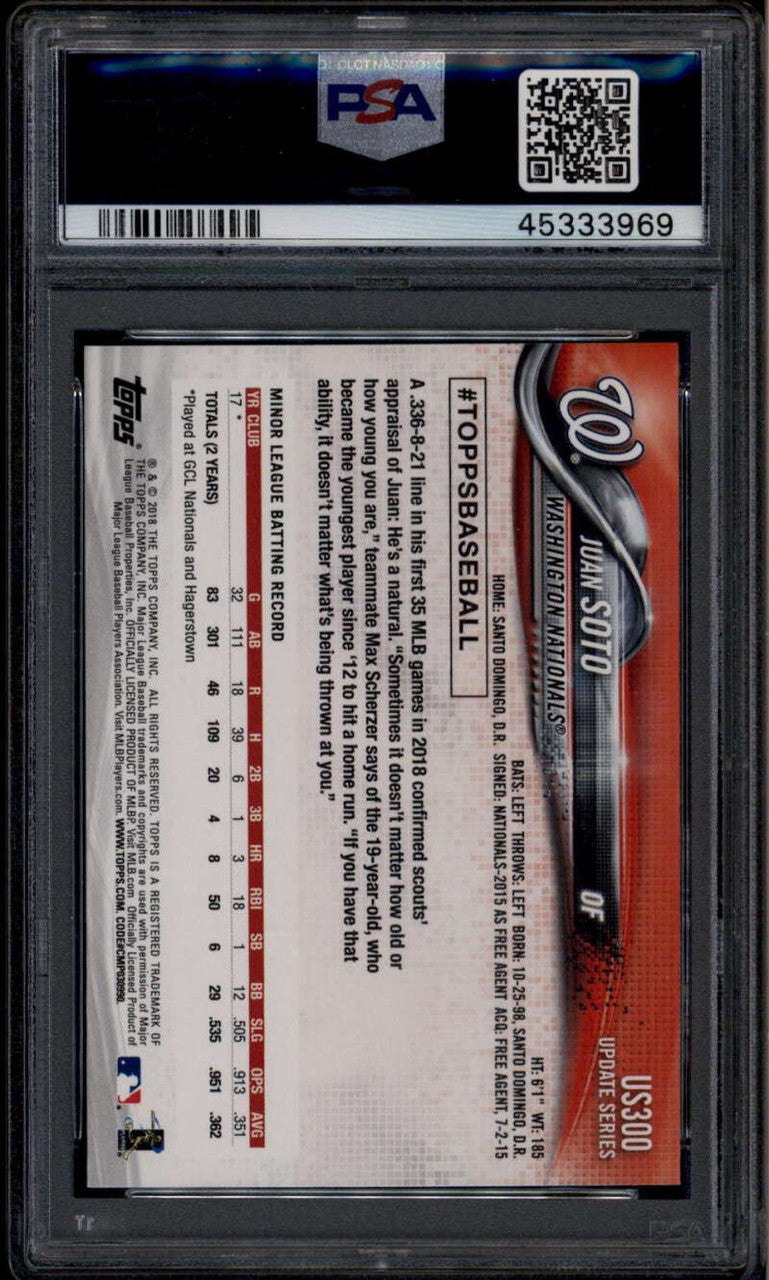 SOLD 185411 2018 Topps Update us300 Juan Soto Batting Rookie RC PSA 10 GEM MT 45333969