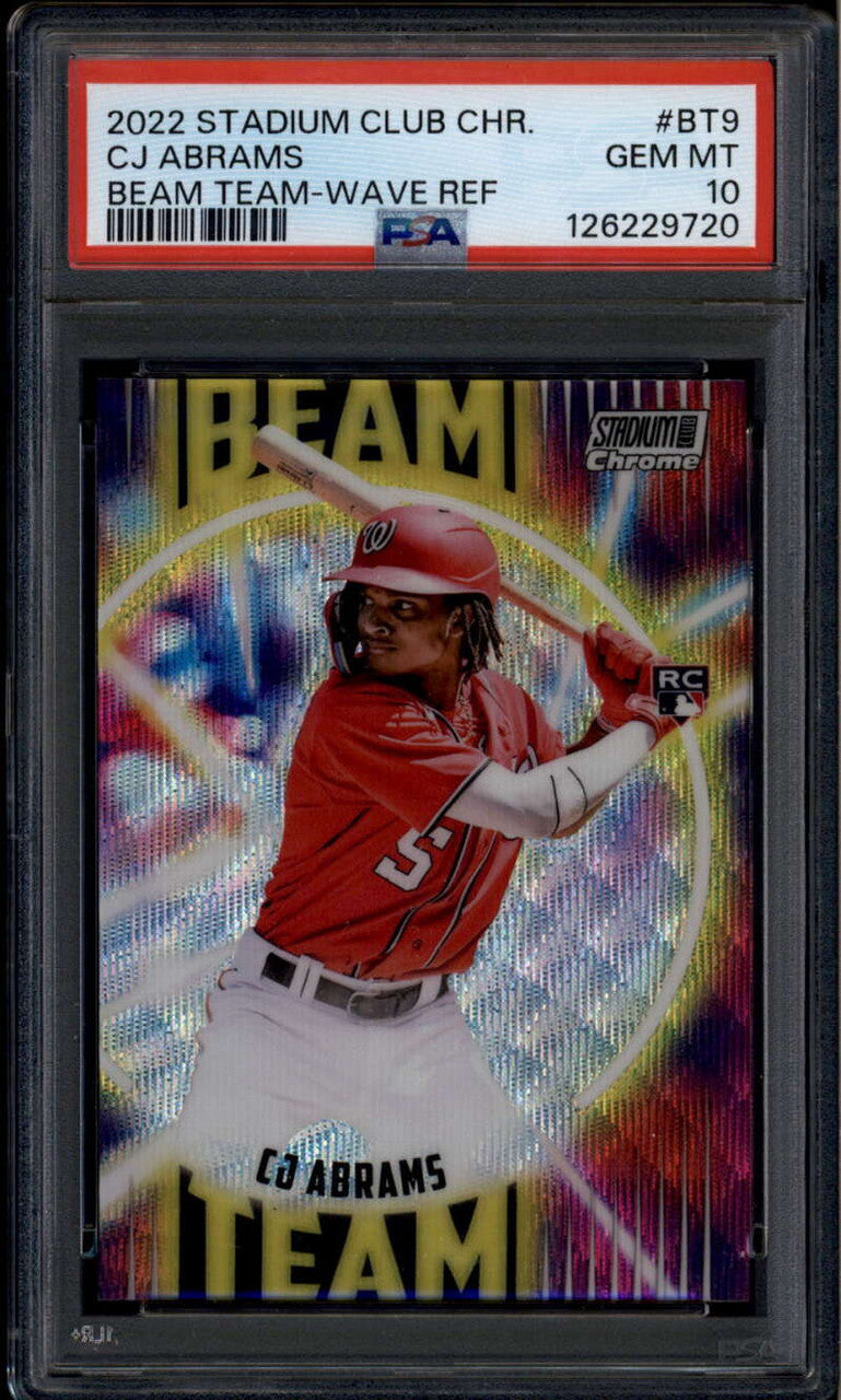 SOLD 185414 2022 Stadium Club Chrome Beam Team Wave Refractor CJ Abrams Rookie RC PSA 10 GEM