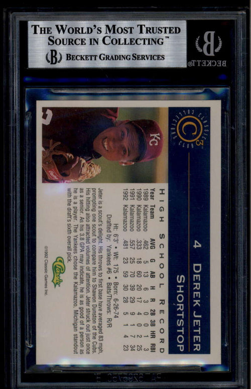 1992-93 Classic c3 4 Derek Jeter Rookie RC BGS 9 MINT