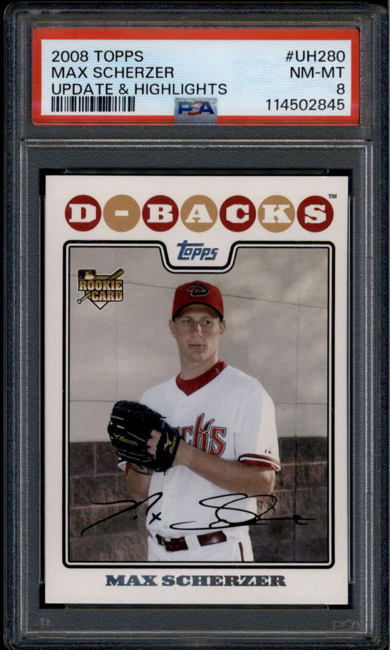 SOLD 185423 2008 Topps Update uh280 Max Scherzer Rookie RC PSA 8 NM-MT