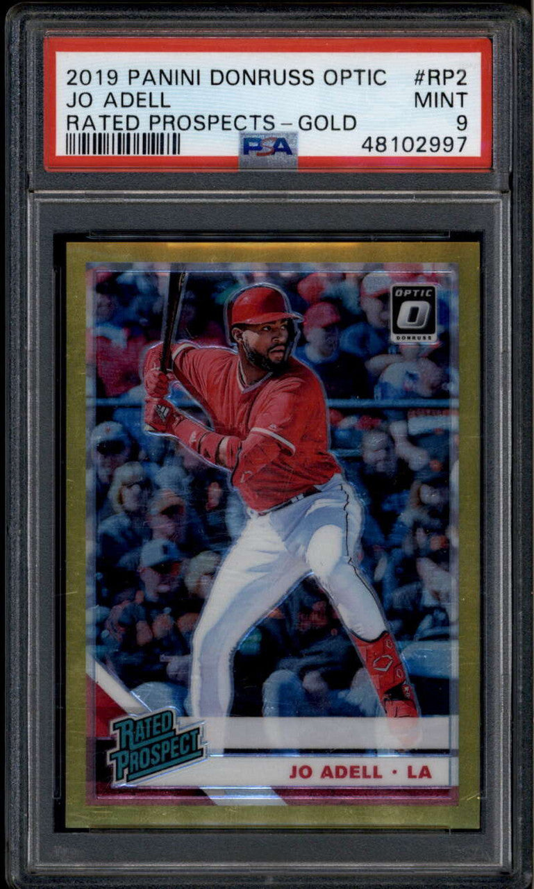 2019 Donruss Optic Rated Prospects Gold Refractor Jo Adell Rookie RC 3/10 PSA 9