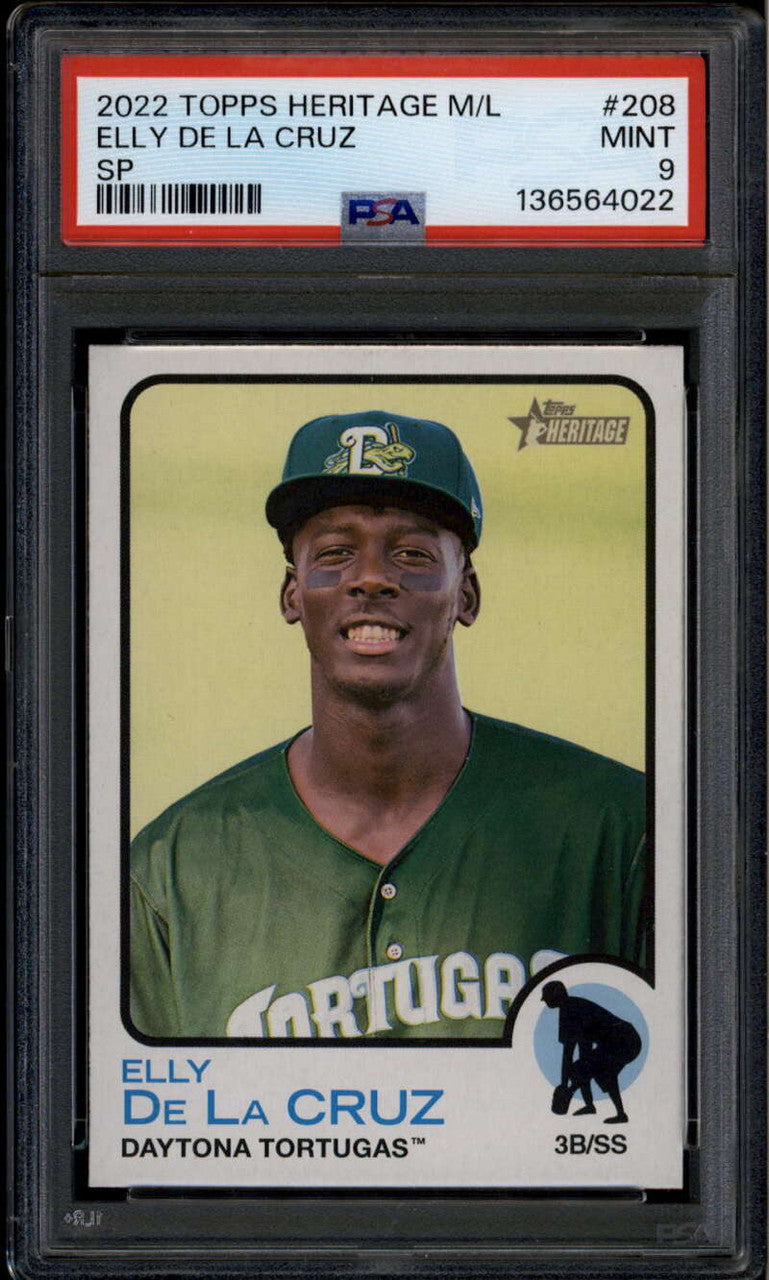 2022 Topps Heritage Minors 208 Elly De La Cruz Rookie RC SP PSA 9 MINT
