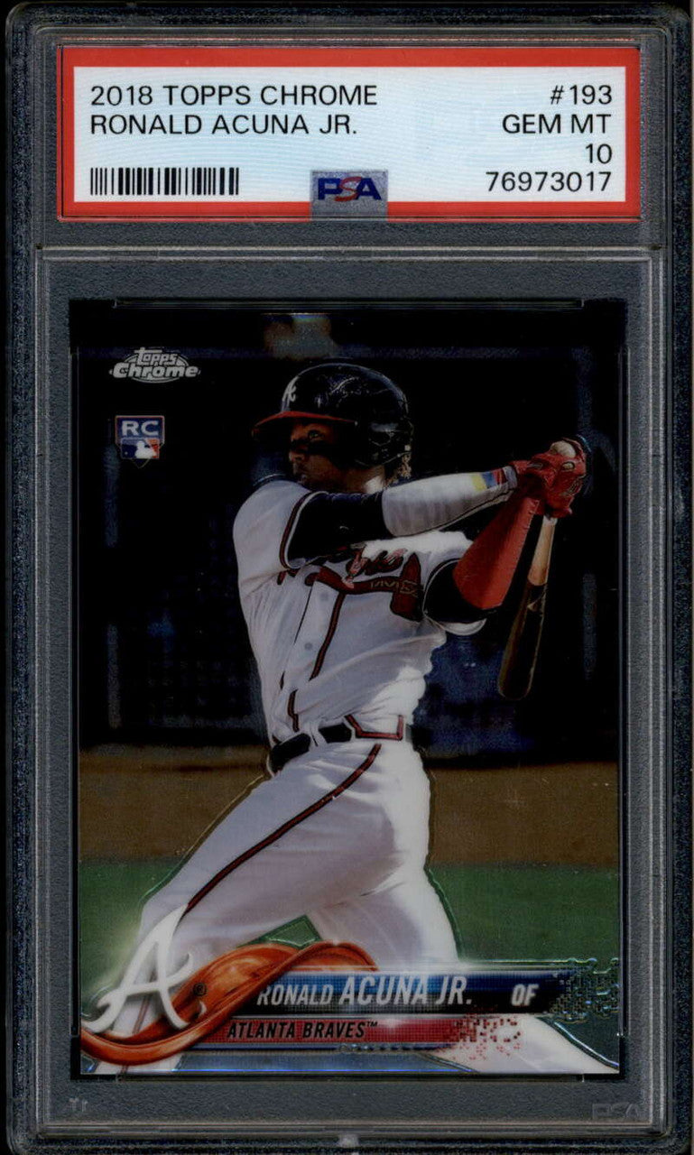 SOLD 185434 2018 Topps Chrome 193 Ronald Acuna Jr. Rookie RC PSA 10 GEM MT