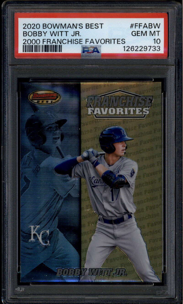 SOLD 185447 2020 Bowman's Best Franchise Favorites FFABW Bobby Witt Jr. Rookie RC PSA 10 GEM