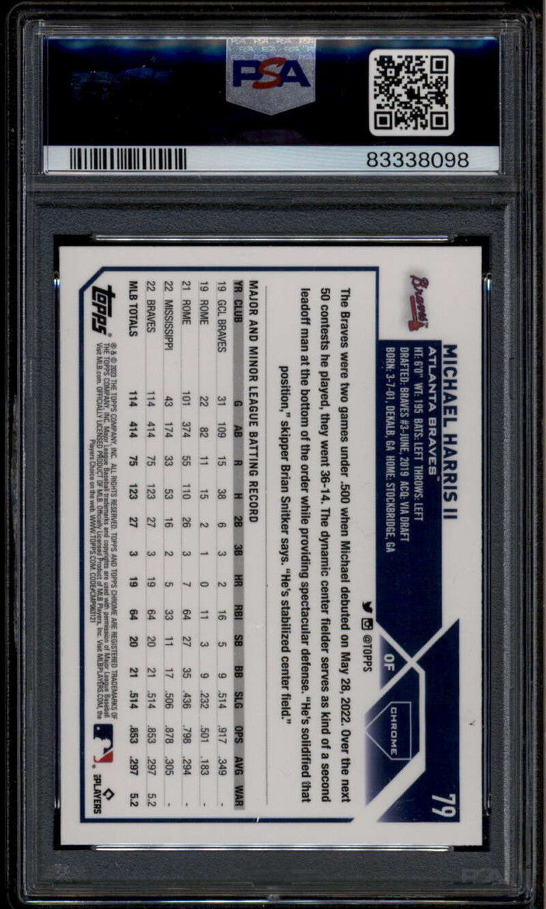 SOLD 185453 2023 Topps Chrome X-Fractor 79 Michael Harris II Rookie RC PSA 10 GEM MT