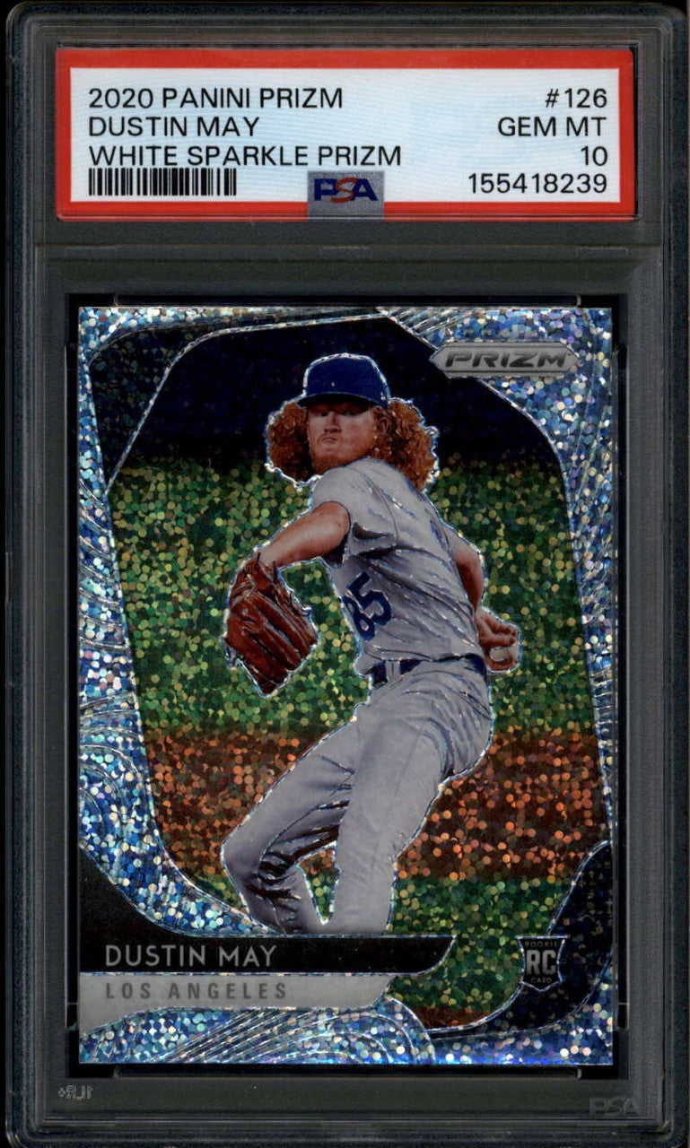 2020 Panini Prizm Prizms White Sparkle 126 Dustin May Rookie RC PSA 10 GEM MT