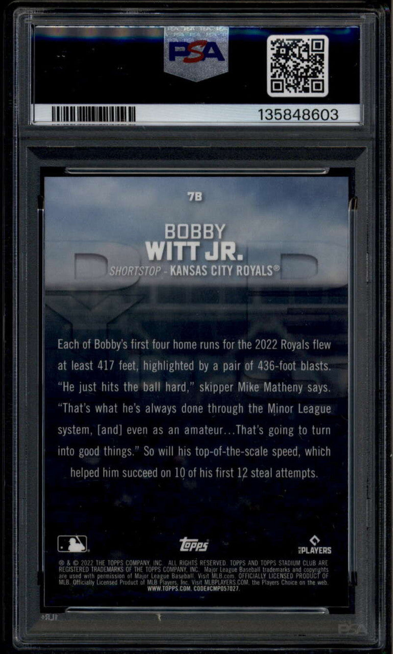 2022 Stadium Club Chrome Dynasty and Destiny 7b Bobby Witt Rookie RC PSA 10 GEM