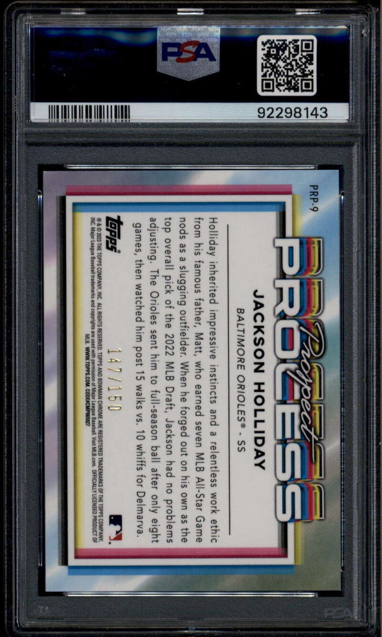 2023 Bowman Chrome Process Atomic Refractor Jackson Holliday RC 147/150 PSA 10