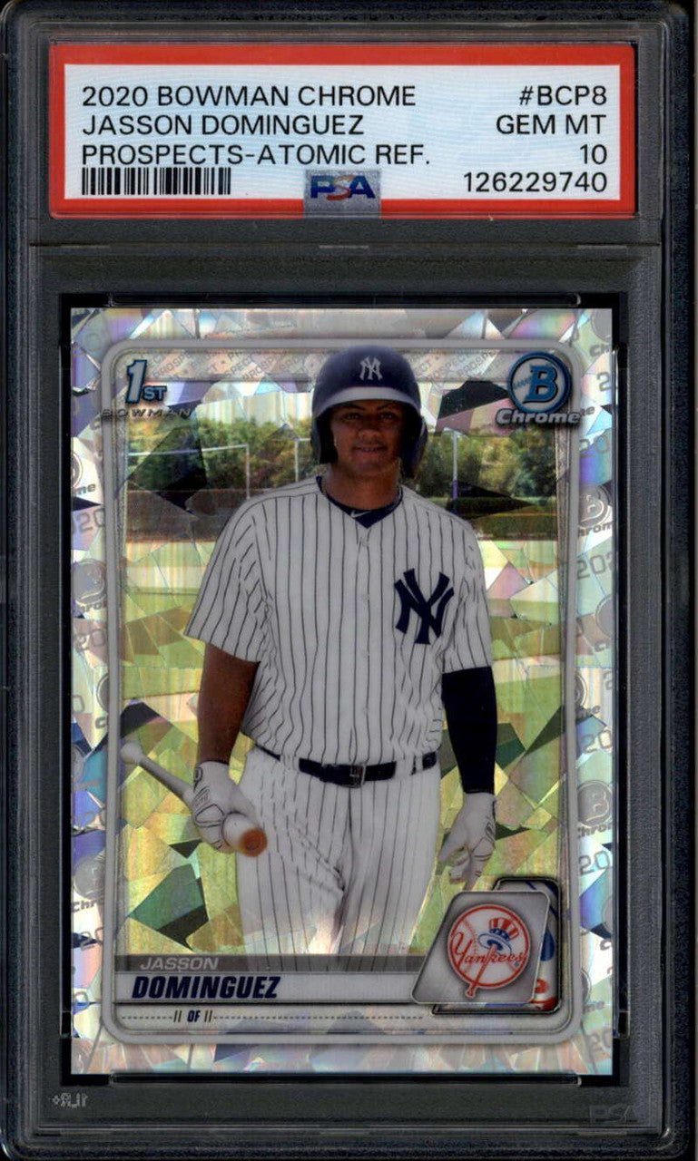 2020 Bowman Chrome Atomic Refractor bcp8 Jasson Dominguez Rookie RC PSA 10 GEM