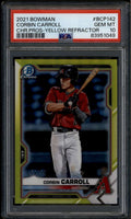2021 Bowman Chrome Prospect Yellow Refractor bcp142 Corbin Carroll RC /75 PSA 10