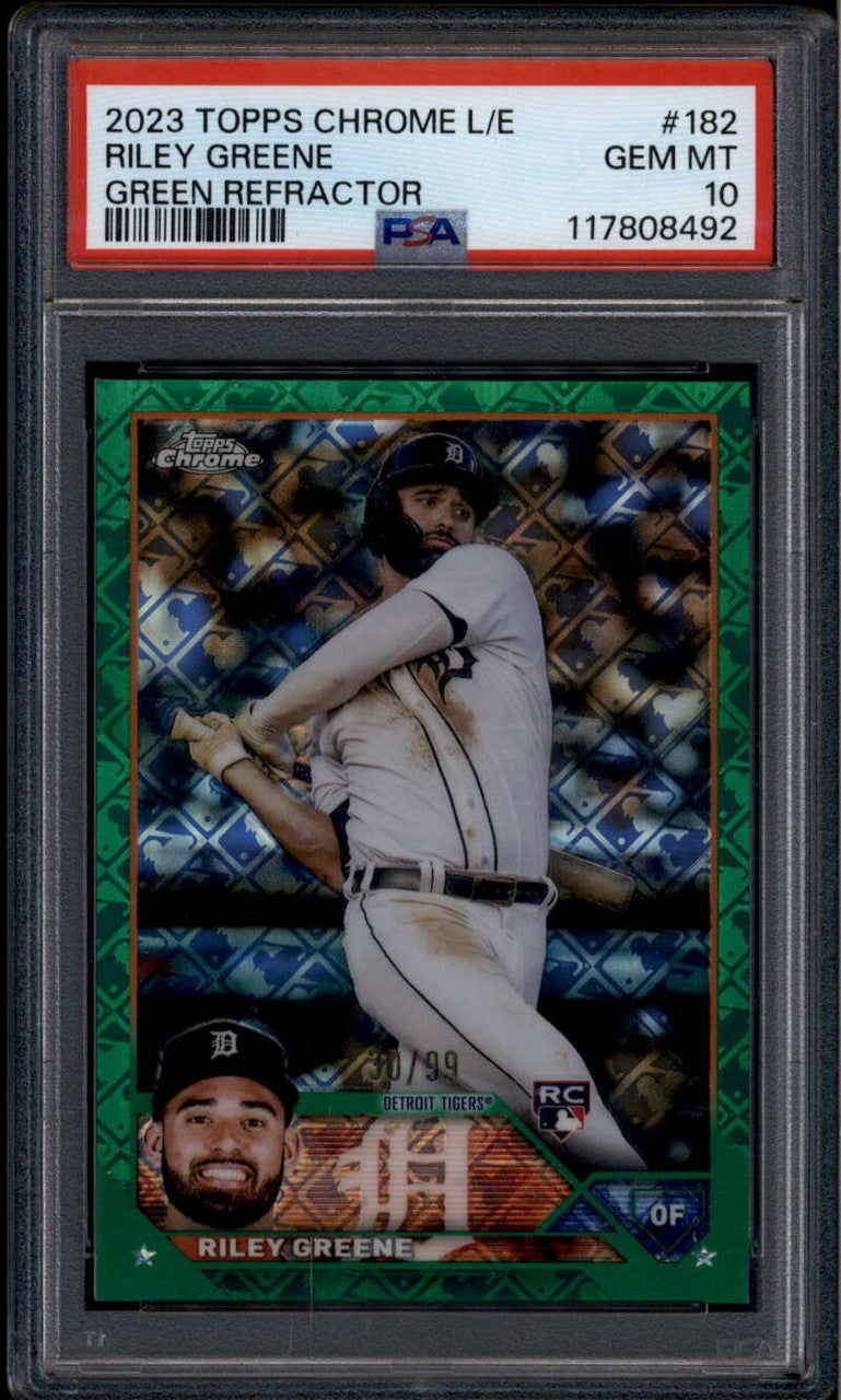 2023 Topps Chrome Logofractor Green Refractor 182 Riley Greene RC 30/99 PSA 10