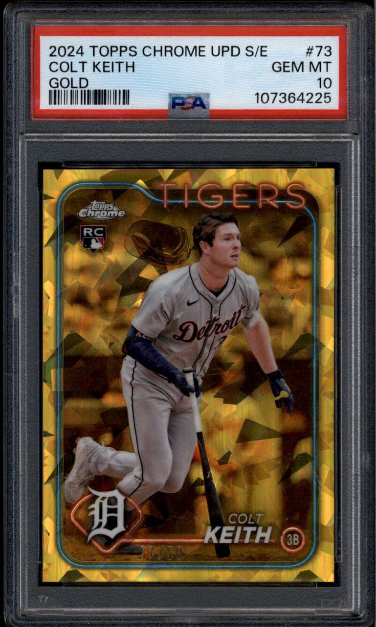 2024 Topps Chrome Update Sapphire Gold Refractor uscs73 Colt Keith RC /50 PSA 10