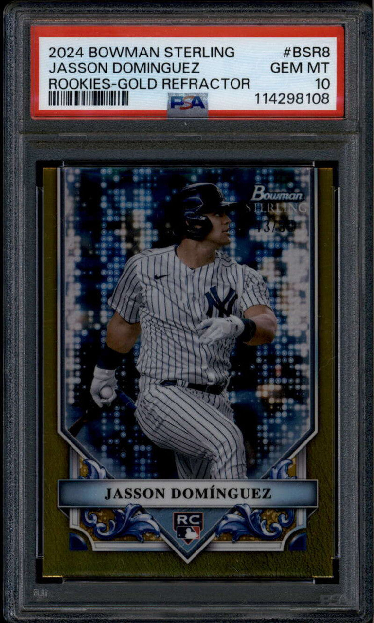 2024 Bowman Sterling Rookies Gold Refractor bsr8 Jasson Dominguez RC /50 PSA 10