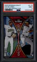2025 Bowman Chrome Draft Axis Red Refractor a19 Leo De Vries Rookie RC 4/5 PSA 9