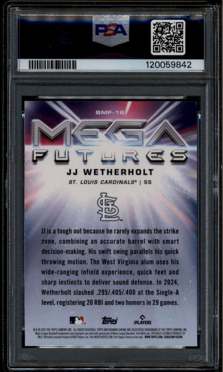 2025 Bowman Chrome Mega Box Futures bmf16 JJ Wetherholt Rookie RC PSA 10 GEM MT