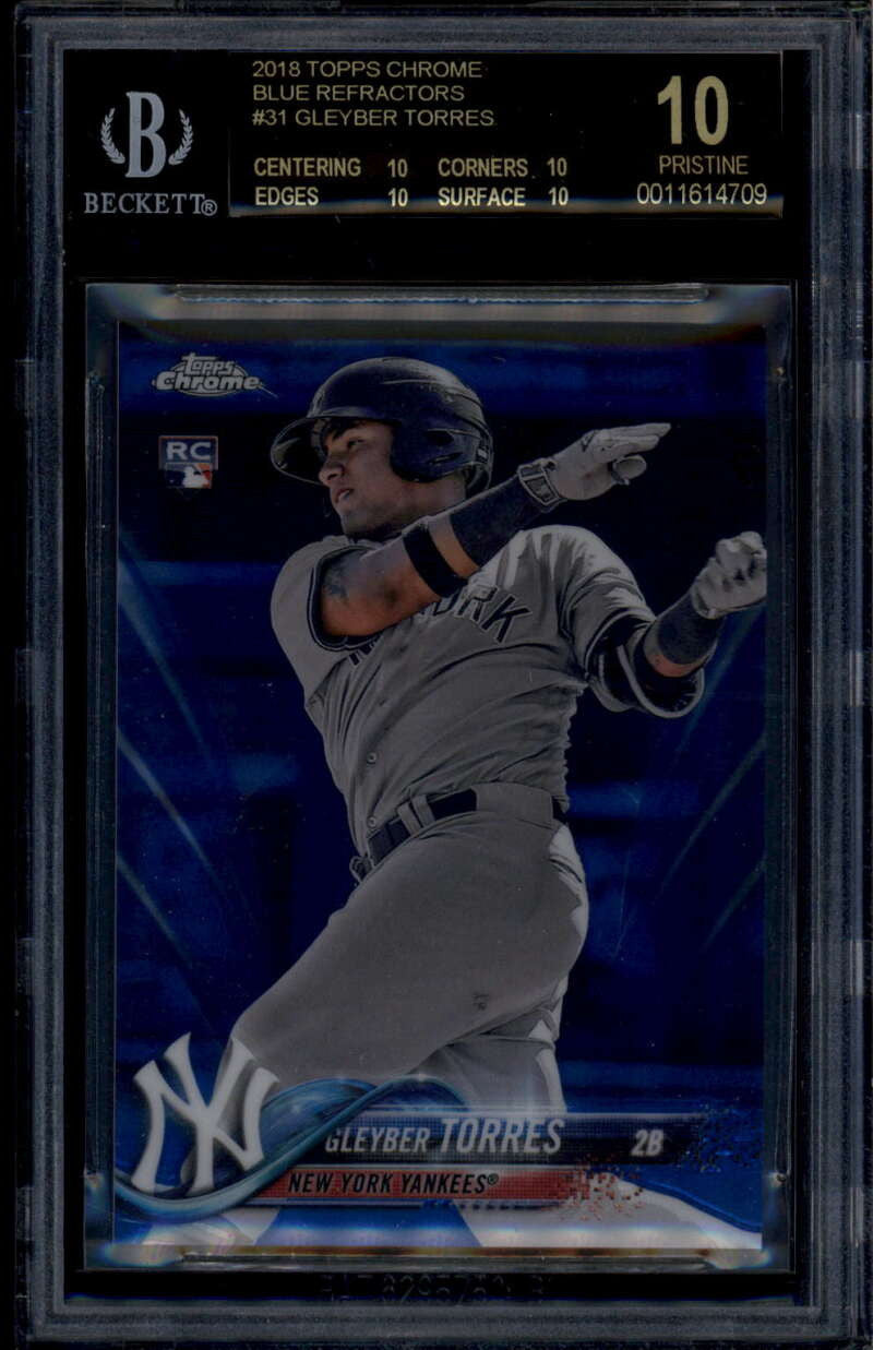 2018 Topps Chrome Blue Refractor 31 Gleyber Torres RC 49/150 BGS 10 BLACK LABEL