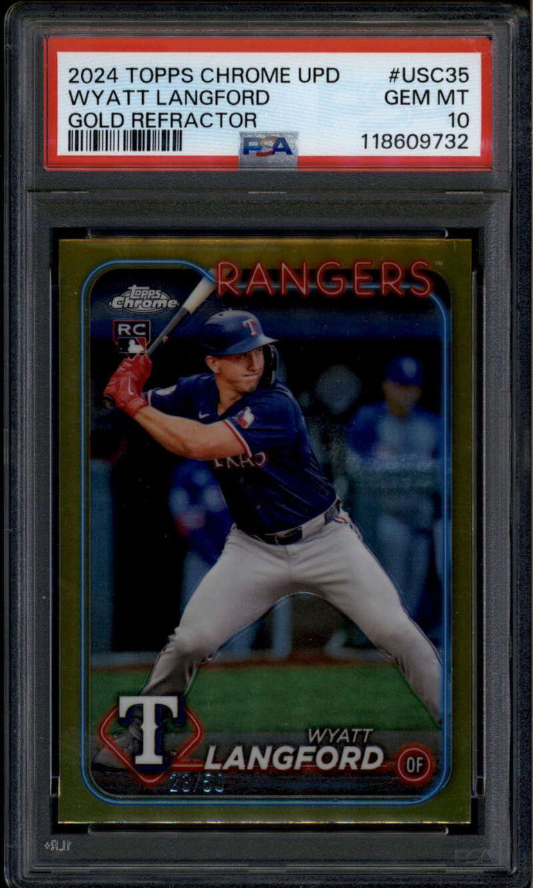 2024 Topps Chrome Update Gold Refractor Wyatt Langford Rookie RC 23/50 PSA 10